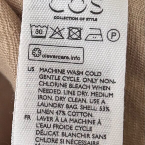 COS Khaki Linen Zip Front Belted Jumpsuit (size 12) - Picture 5 of 5